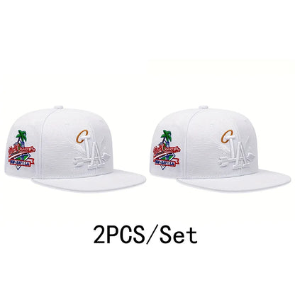 Embroidered Flat Brim Snapback Cap Adjustable Streetwear Hip Hop Baseball Fashion Hat