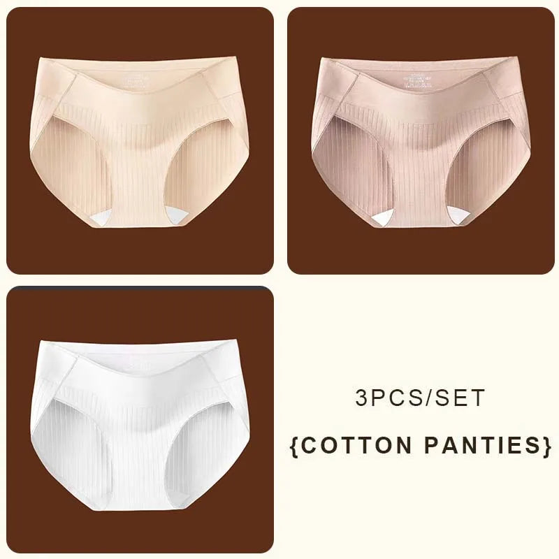 3-Piece Seamless Ribbed Mid-Rise Brief Set in Earthy Neutrals