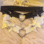 Lace Heart Thigh Garter Set Romantic Gothic Alternative Fashion Accessory