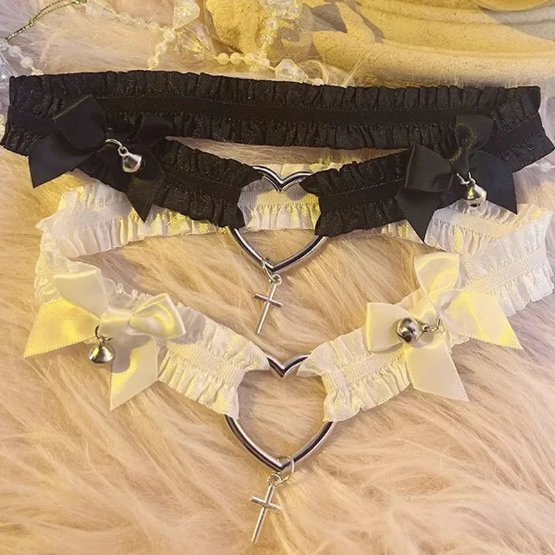 Lace Heart Thigh Garter Set Romantic Gothic Alternative Fashion Accessory
