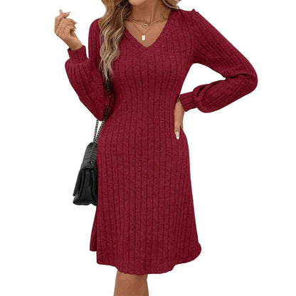 Textured Long Sleeve Sweater Dress with Relaxed Contemporary Silhouette