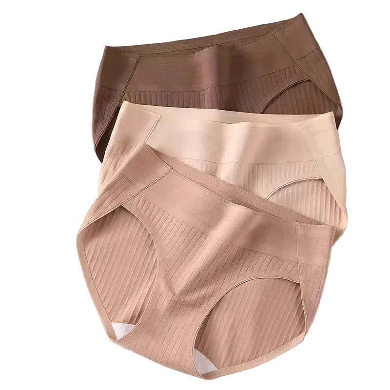 3-Piece Seamless Ribbed Mid-Rise Brief Set in Earthy Neutrals