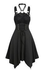 Gothic Kawaii Asymmetrical Dress with Alternative Harajuku Streetwear Aesthetic