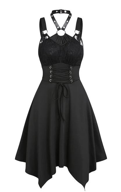 Gothic Kawaii Asymmetrical Dress with Alternative Harajuku Streetwear Aesthetic
