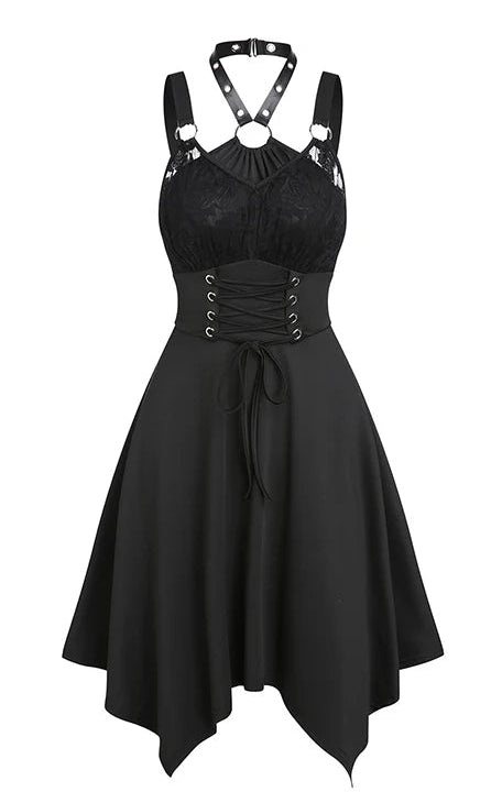 Gothic Kawaii Asymmetrical Dress with Alternative Harajuku Streetwear Aesthetic