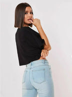 Women's Relaxed Cropped T-Shirt for Minimalist Casual Streetwear Everyday Comfort and Layered Style