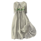 Vintage Embroidered Waist Cottagecore Inspired Alternative Midi Dress