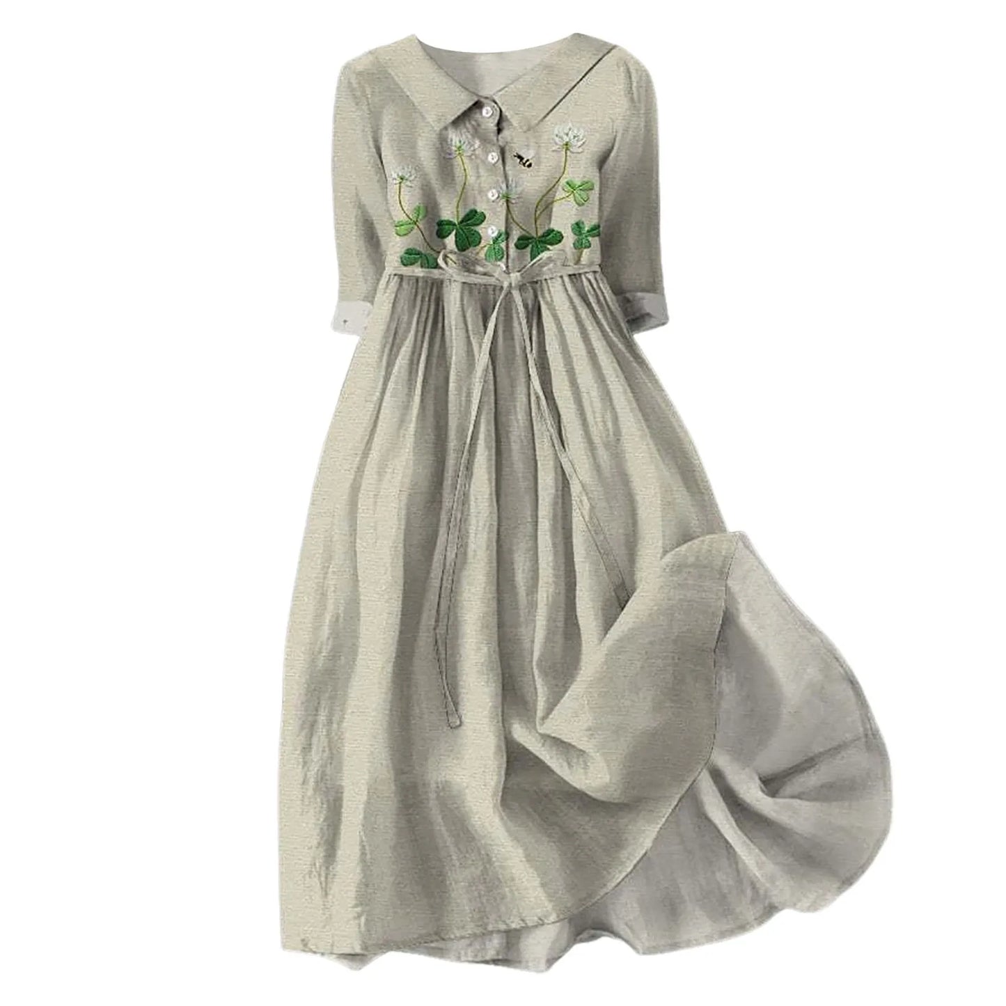Vintage Embroidered Waist Cottagecore Inspired Alternative Midi Dress