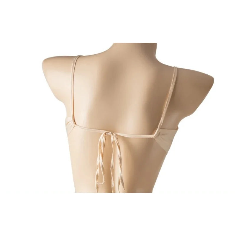 Cream Lace and Sheer Mesh Cutout Babydoll with Crisscross Bodice