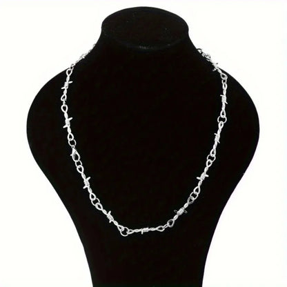 Gothic Barbed Thorn Chain Choker Necklace for Punk and Alternative Streetwear