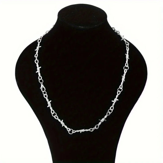 Gothic Barbed Thorn Chain Choker Necklace for Punk and Alternative Streetwear