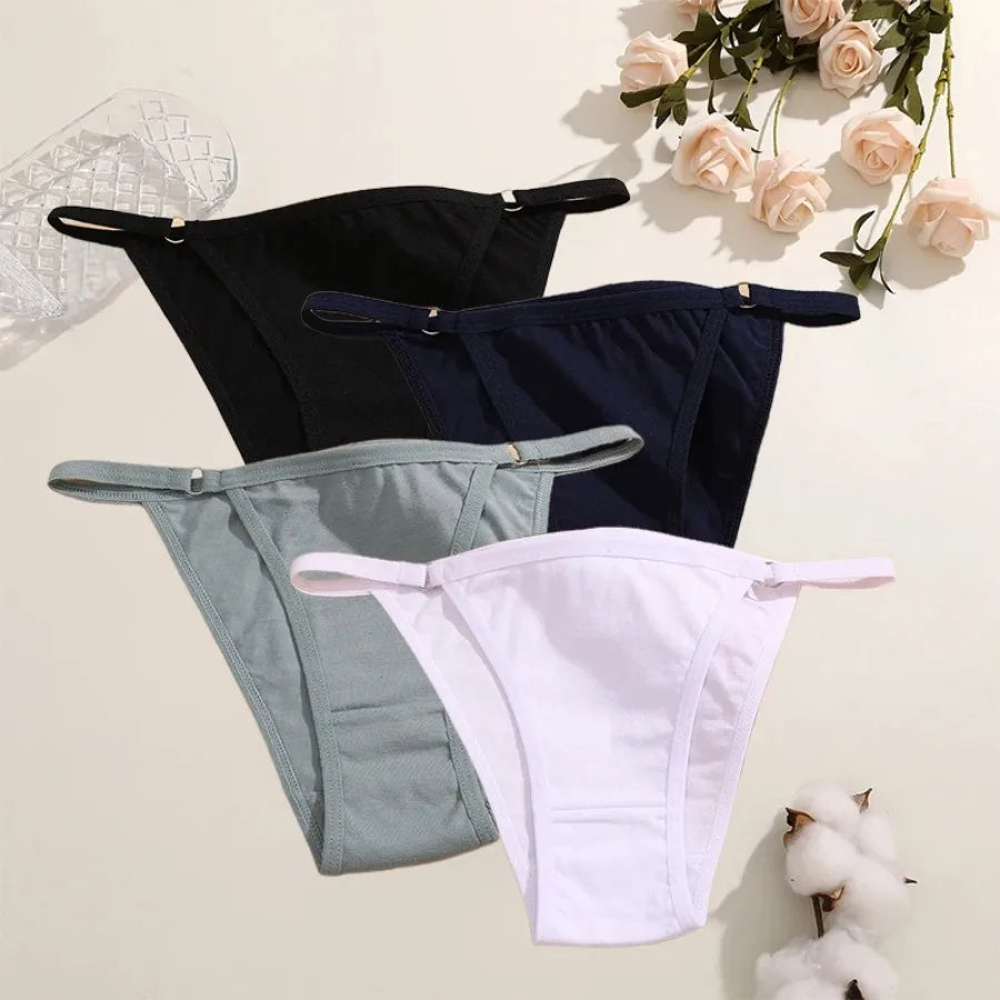 4-Piece Women’s Low-Rise Bikini Briefs Set with Soft Solid Colors, Minimal Silhouette and Everyday Lingerie Styling