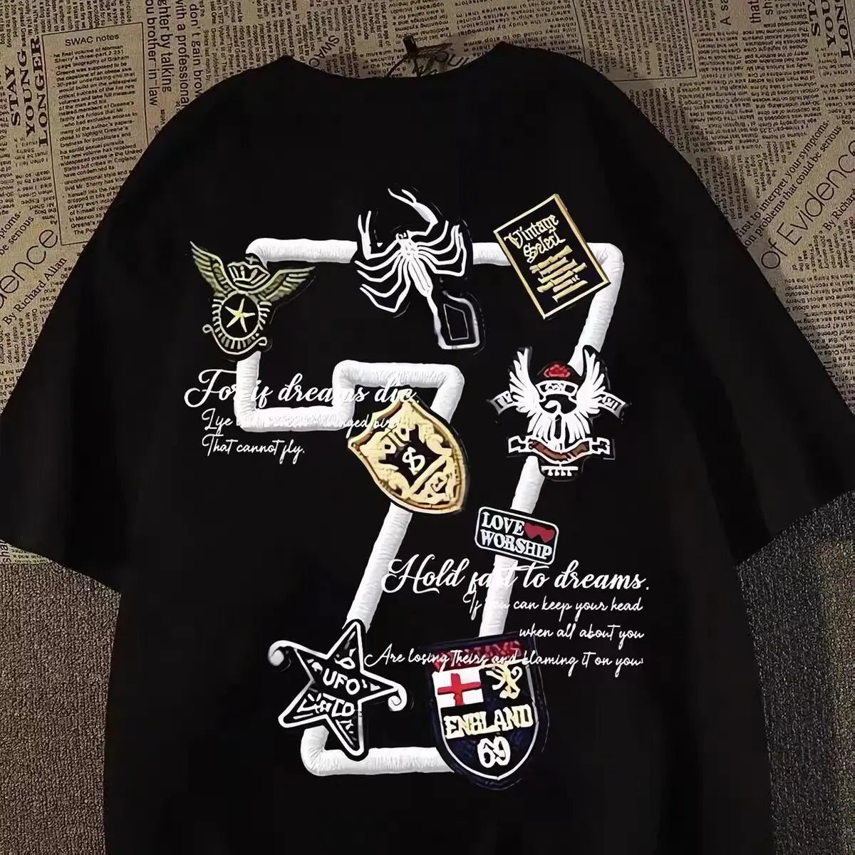 High Street Graphic Streetwear T-Shirt With Casual Cotton Blend Design