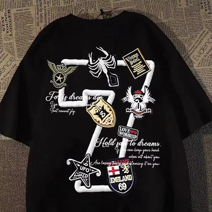 High Street Graphic Streetwear T-Shirt With Casual Cotton Blend Design