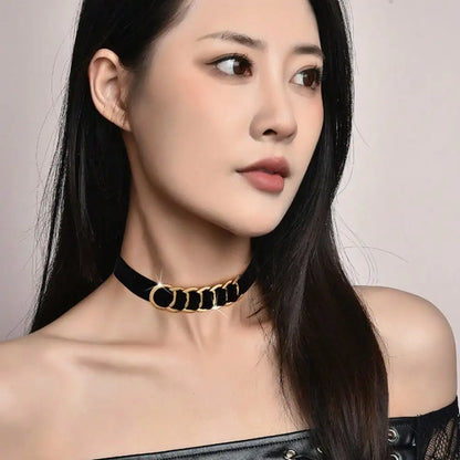 Velvet Link Choker Necklace for Gothic Minimalist Alternative Fashion Styling