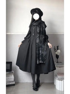 Victorian Gothic Hooded Dress with Layered Alternative Fashion Silhouette