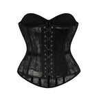Sheer Black Floral Lace Overbust Corset with Structured Cups
