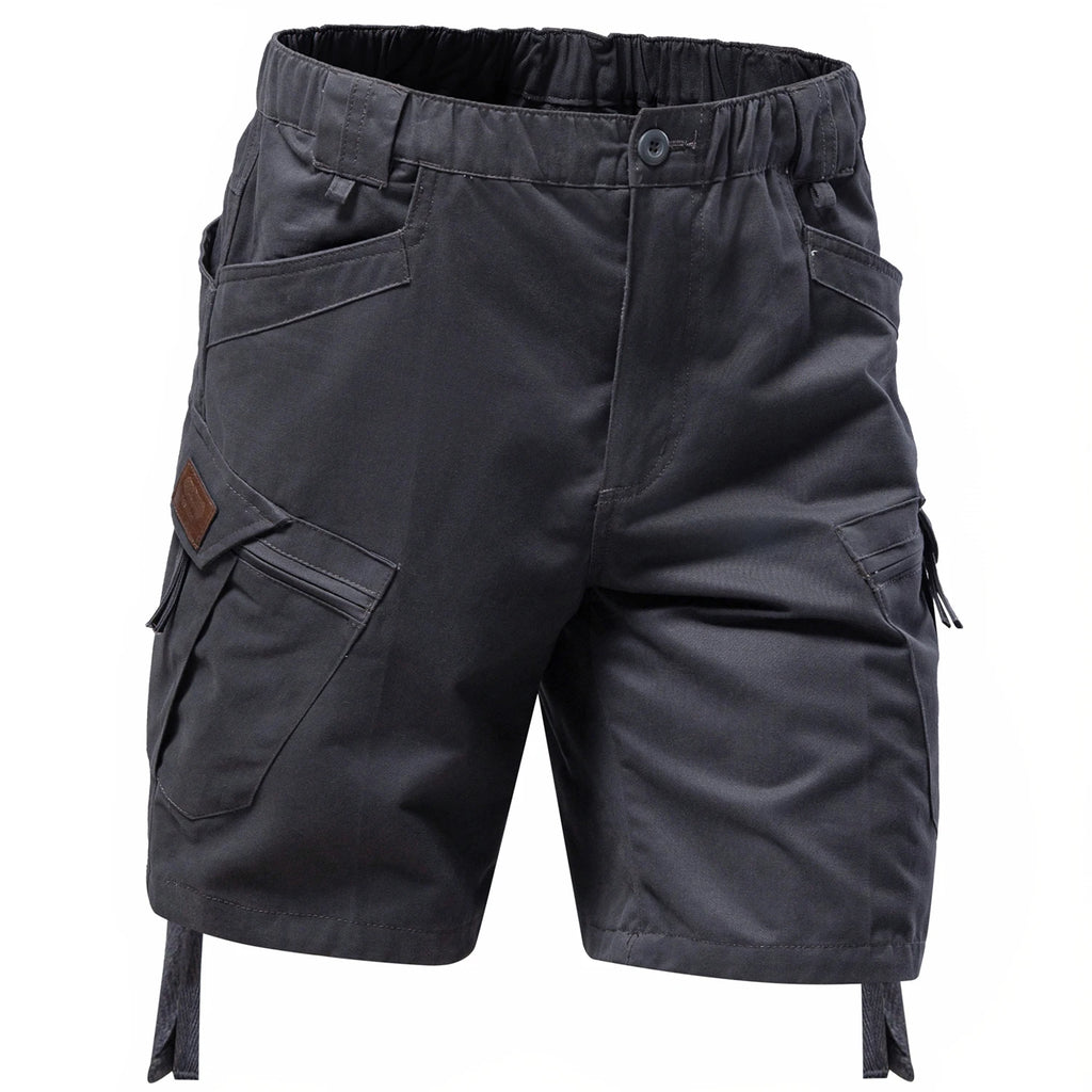 Men's Relaxed Fit Cotton Cargo Shorts with Elastic Waist and Utility Pocket Design