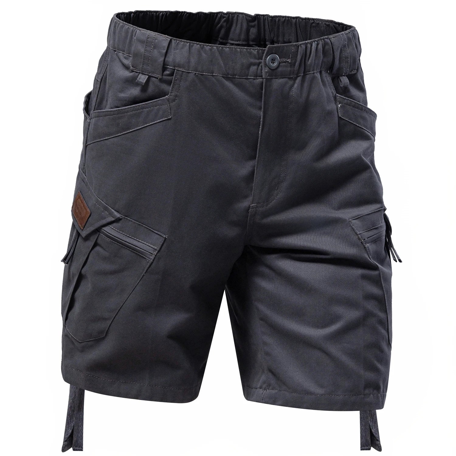 Men's Relaxed Fit Cotton Cargo Shorts with Elastic Waist and Utility Pocket Design