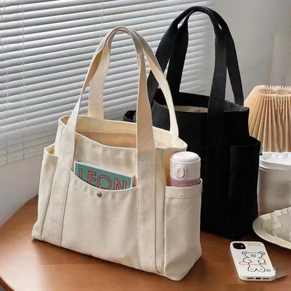 Large Capacity Utility Canvas Tote Shoulder Bag with Everyday Carry Design