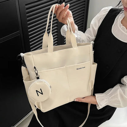 Structured Canvas Tote Messenger Bag with Large Capacity Everyday Design