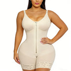 Open-Bust Zippered Bodysuit with Sheer Mesh Paneling and Lace Trim