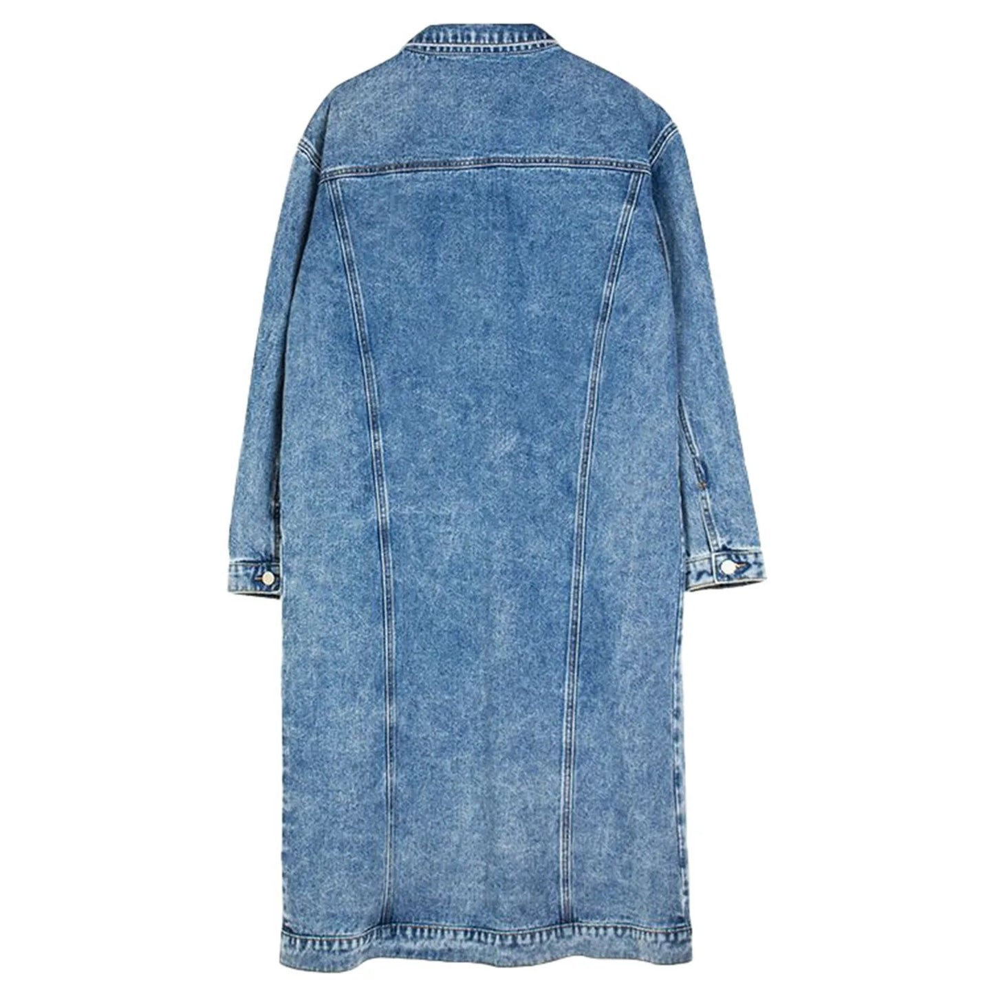 Longline Vintage Inspired Denim Coat with Streetwear Layering Silhouette