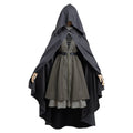 Women's Fantasy-Inspired Hooded Cape Dress Set with Layered Robe and Coordinated Wig