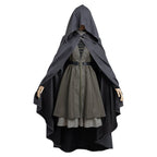 Women's Fantasy-Inspired Hooded Cape Dress Set with Layered Robe and Coordinated Wig