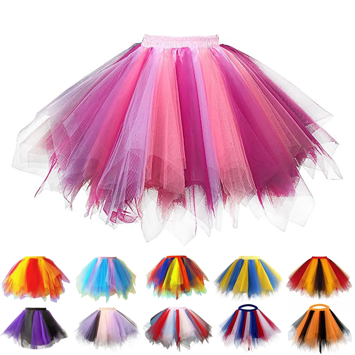 Layered Mesh Tutu Mini Skirt with Volume Pleats Festival Styling