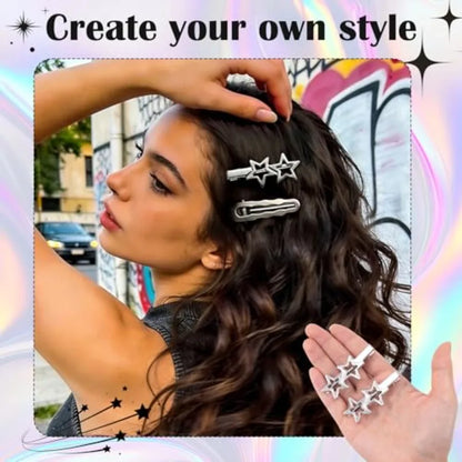 Y2K Star Hair Clip Set Celestial Alternative Fashion Accessories