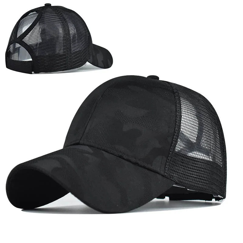 Women's Breathable Ponytail Mesh Baseball Cap with Adjustable Fit for Outdoor Casual Style