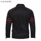 Men's Stand Collar Faux Leather Moto Jacket with Modern Streetwear Biker Styling