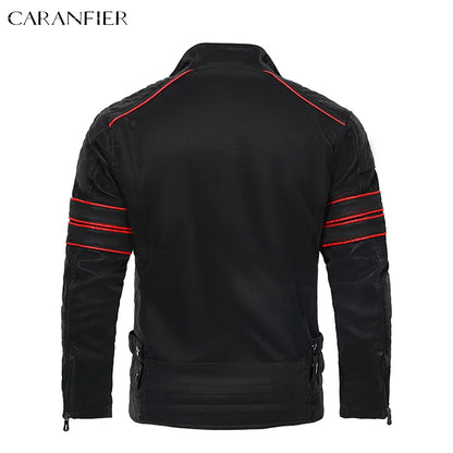 Men's Stand Collar Faux Leather Moto Jacket with Modern Streetwear Biker Styling