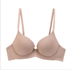 Seamless Smooth Molded Cup Bra with Adjustable Straps and Plunging Neckline