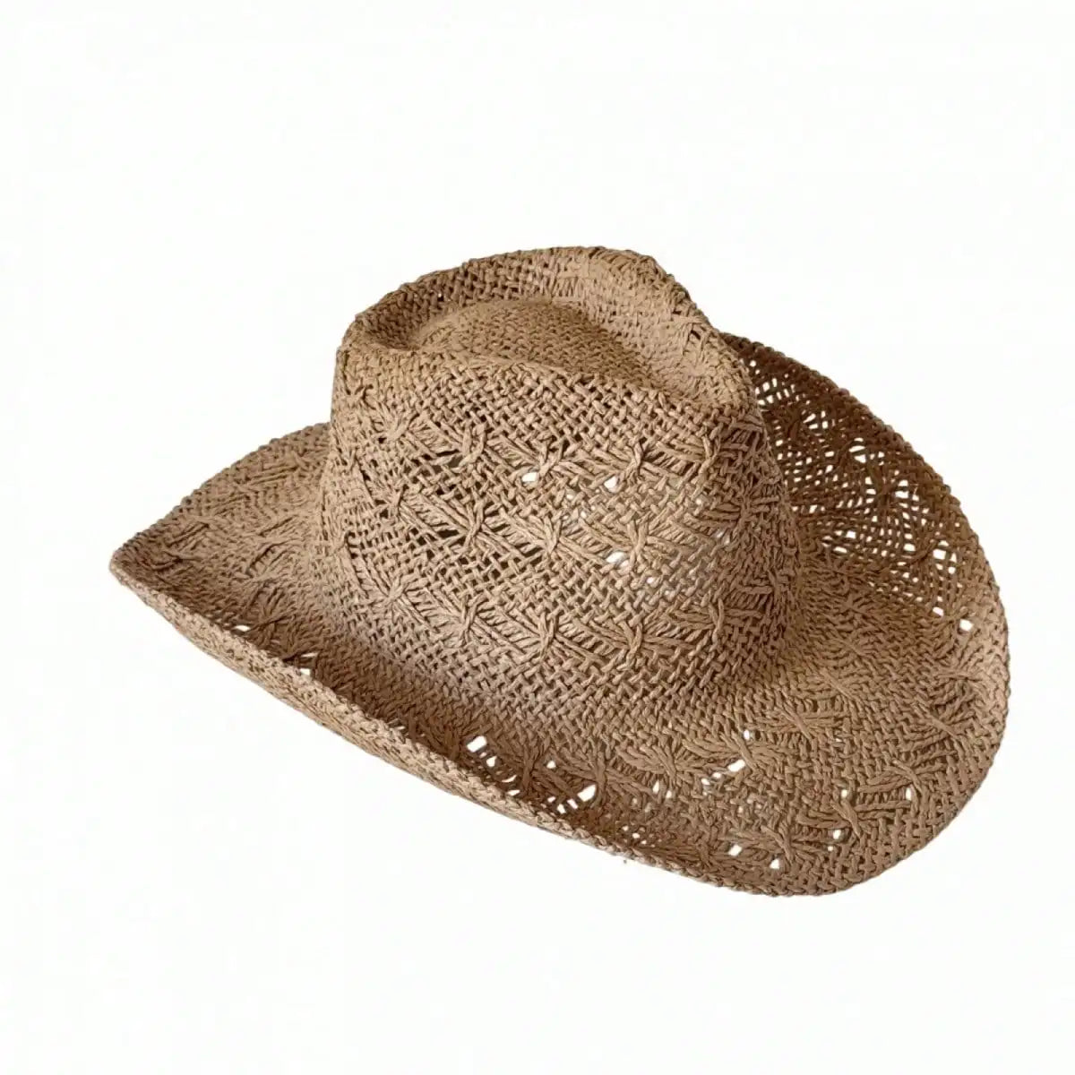 Wide Brim Raffia Cowboy Hat with Breathable Woven Design for Outdoor Summer Adventures
