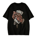 Oversized Graphic Hand Artwork T-Shirt with Vintage Urban Streetwear Styling
