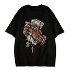 Oversized Graphic Hand Artwork T-Shirt with Vintage Urban Streetwear Styling