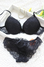 Rich Royal Blue Floral Lace Push-Up Bra and Scalloped Panty Set