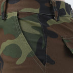 Women's Camouflage Print Shorts with Distressed Details and Casual Mid Length Streetwear Fit