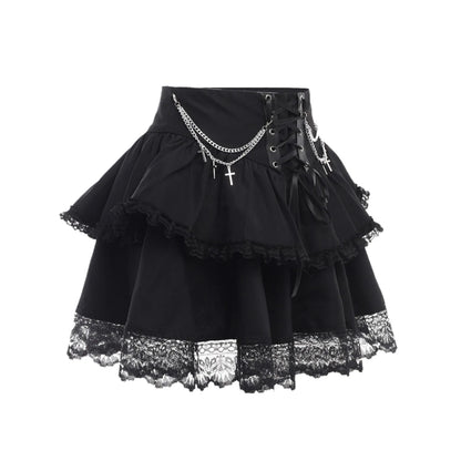 Layered Lace Gothic Dress with Elegant Dark Alternative Aesthetic