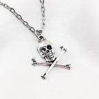 Skull and Crossbones Pendant Necklace for Gothic Grunge and Y2K Style