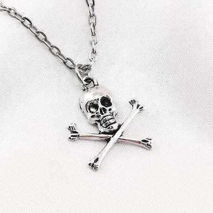 Skull and Crossbones Pendant Necklace for Gothic Grunge and Y2K Style