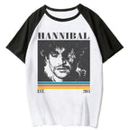 Vintage Portrait Anime Raglan Casual Cotton Streetwear Graphic T-Shirt
