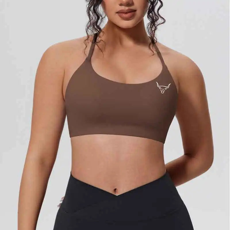 Sleek Minimalist Wire-Free Sports Bra with Thin Straps and Scoop Neckline