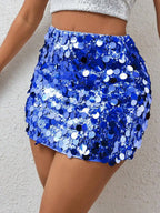 Stretch Sequin Bodycon Mini Skirt with High Shine Party Silhouette