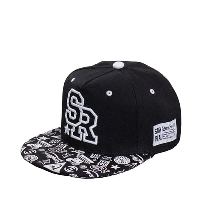 Embroidered Flat Brim Snapback Cap Adjustable Streetwear Hip Hop Baseball Hat