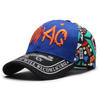Graffiti Print Embroidered Baseball Cap Adjustable Curved Brim Urban Streetwear Fashion Hat