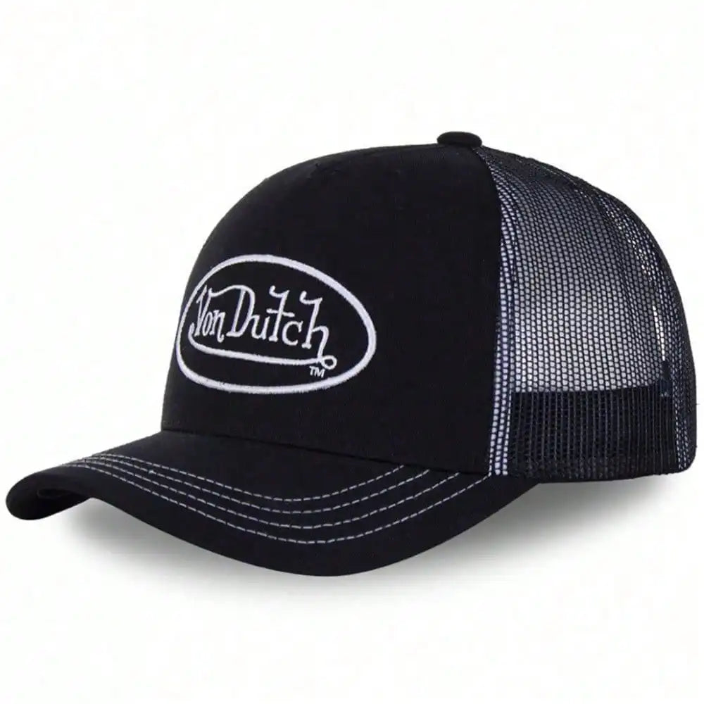 Breathable Mesh Trucker Cap with Embroidered Patch for Casual Outdoor Streetwear Style