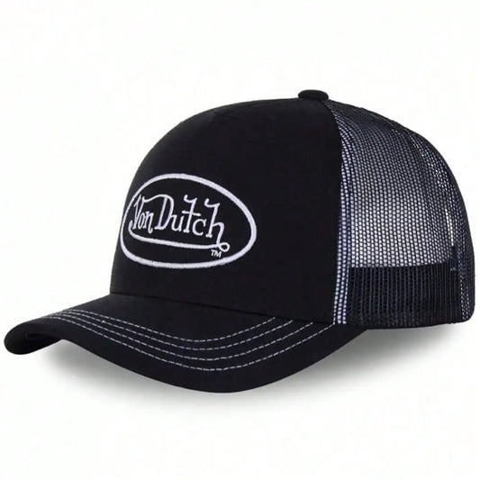 Breathable Mesh Trucker Cap with Embroidered Patch for Casual Outdoor Streetwear Style